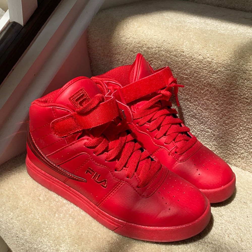 Red FILA sneakers